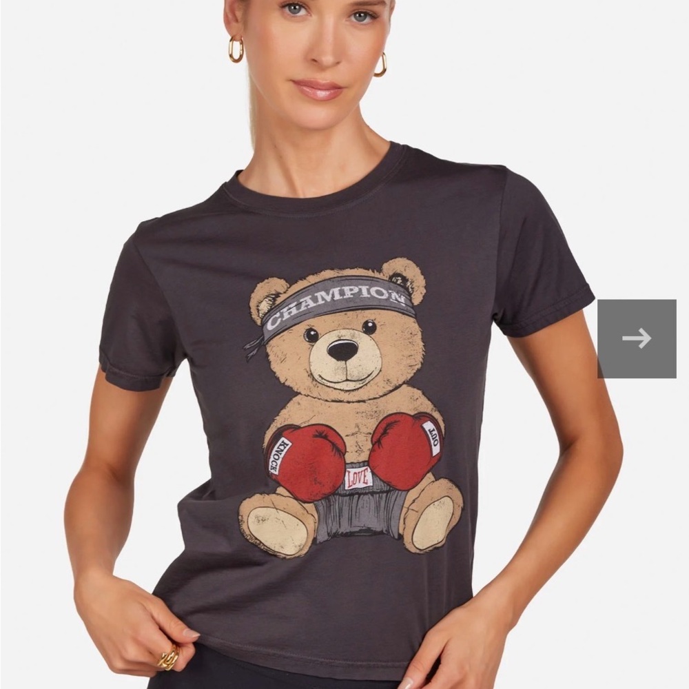 Lauren Moshi NWT Graphic Teddy Bear Champion Tee in Onyx - Picture 2 of 7